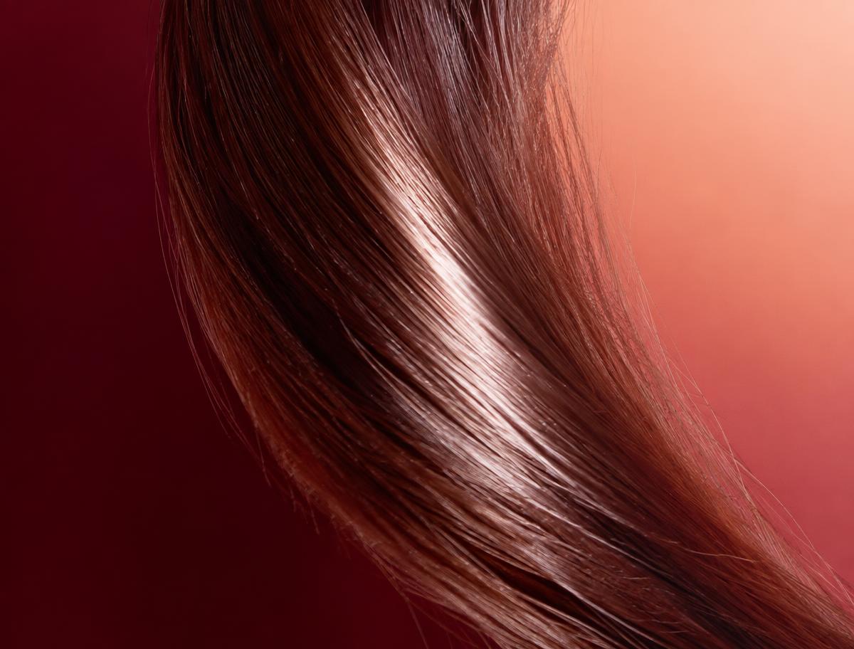 Close-up of glossy hair